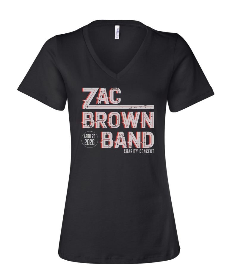 Zac Brown Band Women’s Relaxed Jersey V-Neck Black Tee