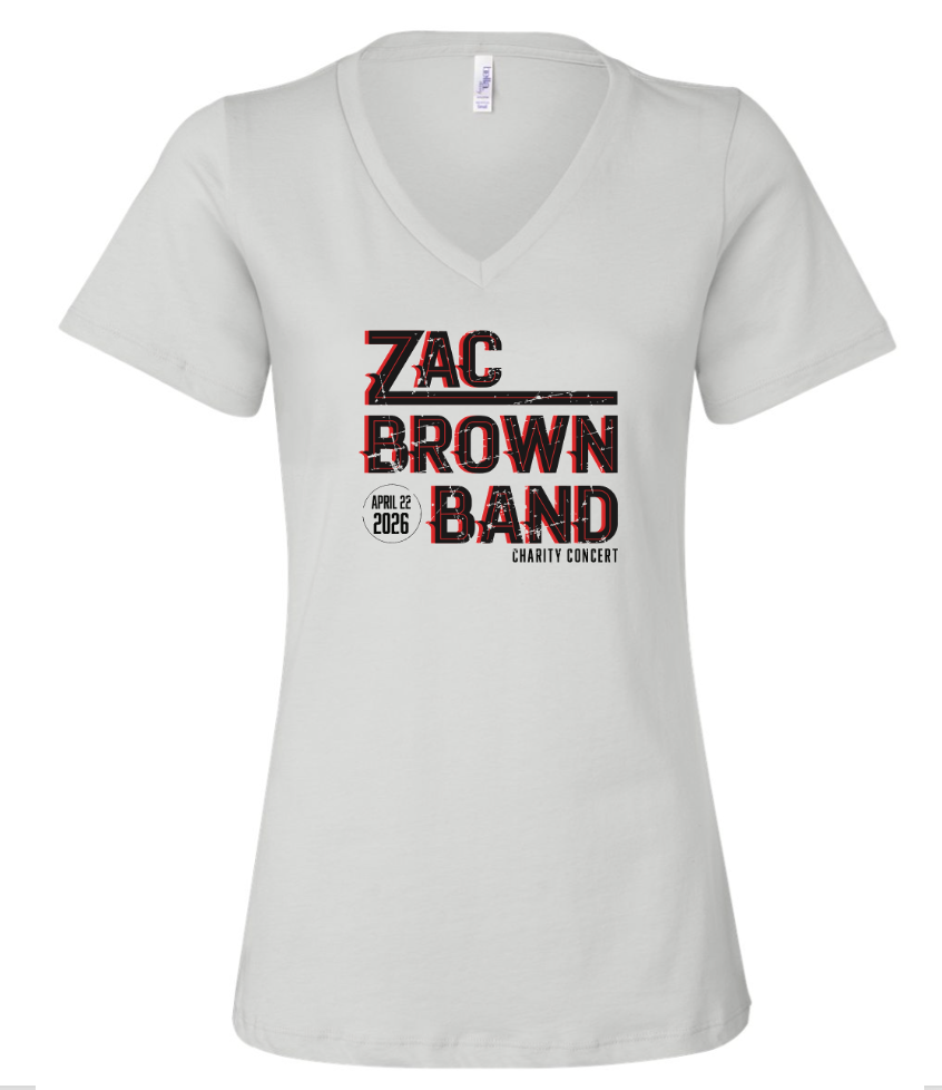Zac Brown Band Women’s Relaxed Jersey V-Neck White Tee